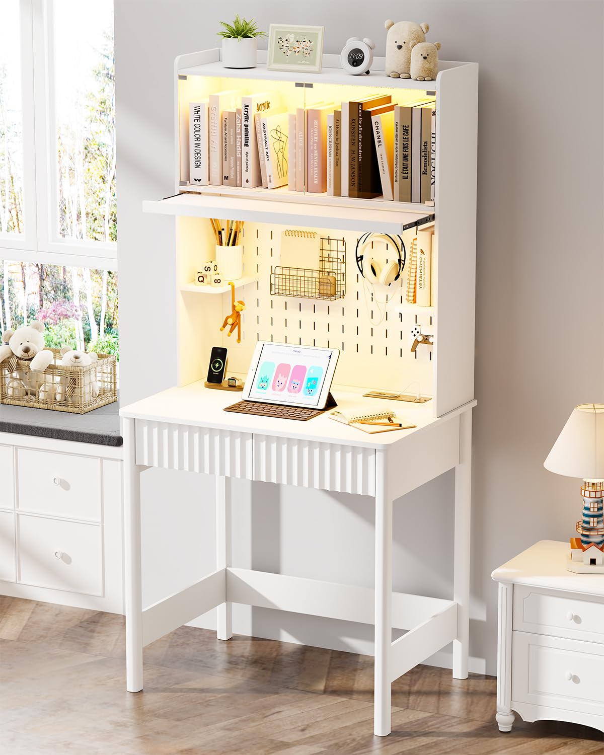 Office Furniture Outlet - White Desk with Outlets,Small Desk with