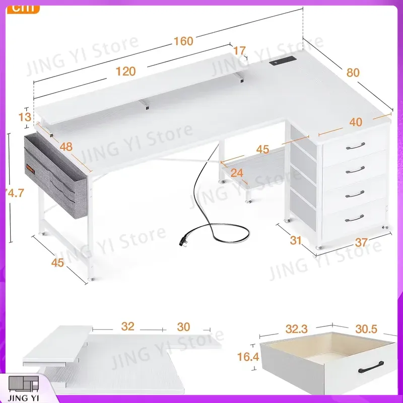 L Shaped Computer Desk 160x80c - đánh giá và giá Office Furniture Outlet