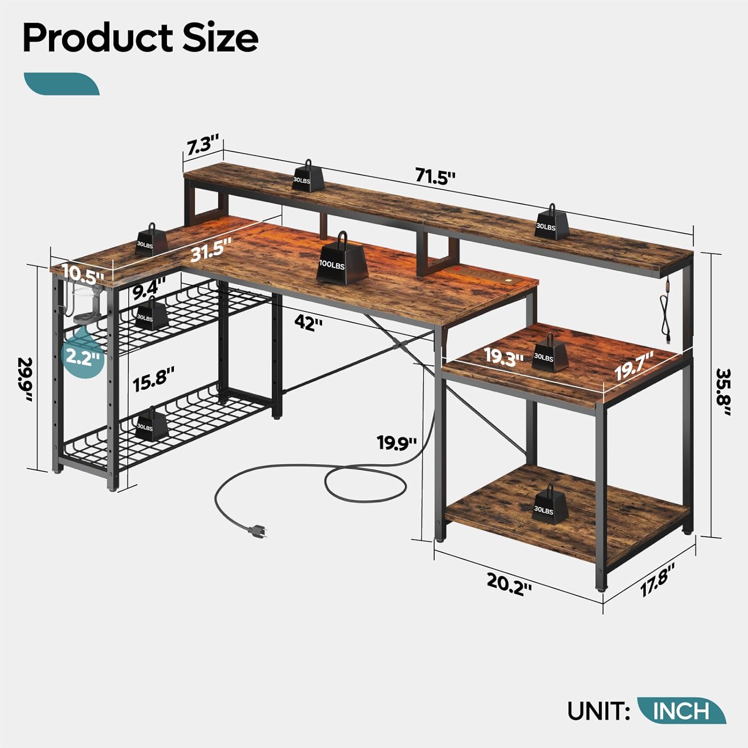 71.5 inch Computer Desk with P - đánh giá và giá Office Furniture Outlet