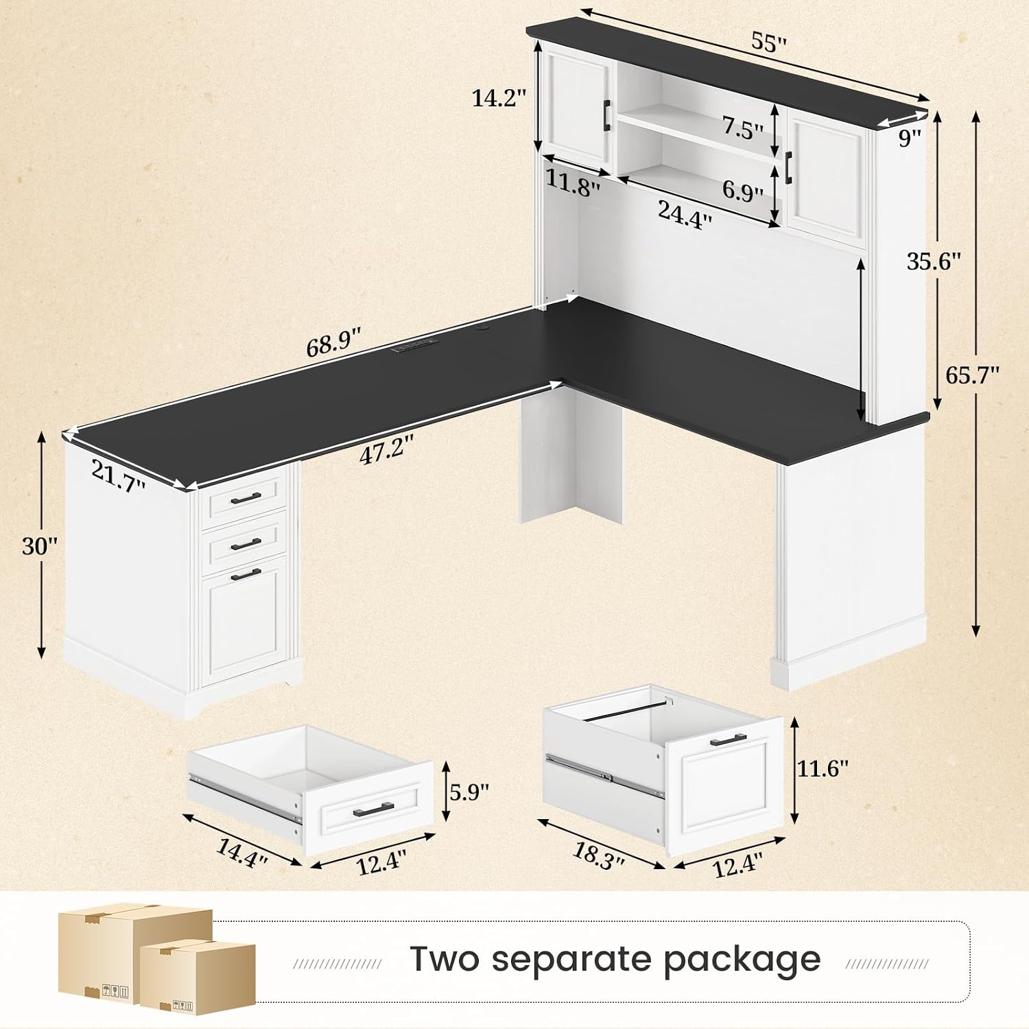 L Shaped Desk with Hutch & 3 D - đánh giá và giá Office Furniture Outlet